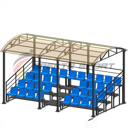 Купить Трибуна для зрителей 4 ряда на 34 места с навесом и перилами в Козельске 